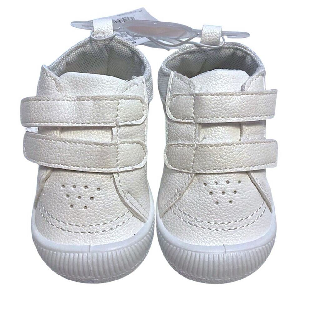 Gerber White Sneakers Size 3 (6-9 months) Blue Stars Kids Shoes Hook & Loop - Picture 3 of 7